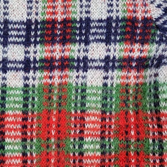 🔹️Orvis Cream Multicolored Plaid Wool & Mohair Blend Sweater Small - Picture 5 of 8
